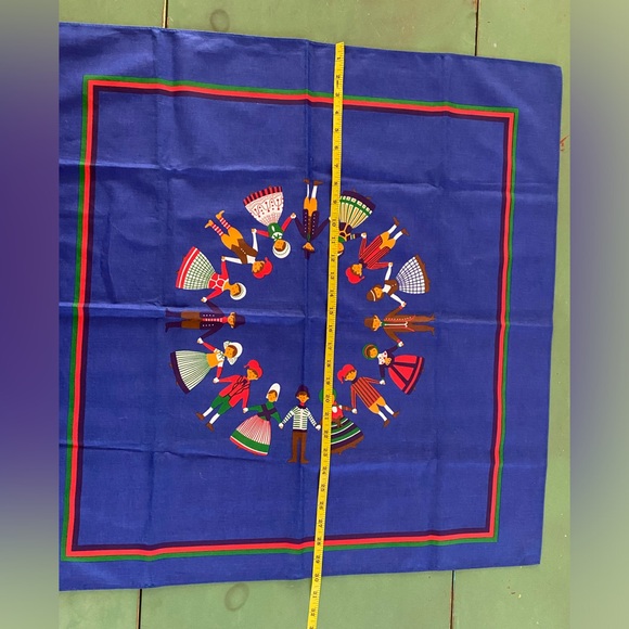 Vintage Elling Design Dutch Children Table Cloth 30” Square Denmark Folk Art - Picture 2 of 5